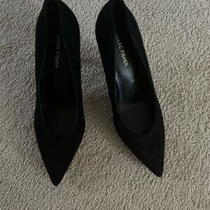 Marc Fisher Black Pointed-Toe Suede Pumps